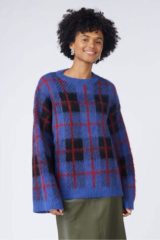 Edited Trui Christel Alpaca Blue Checks Swatch