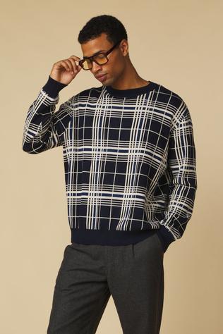 Trui Akebbe Check Cot/Silk Knit