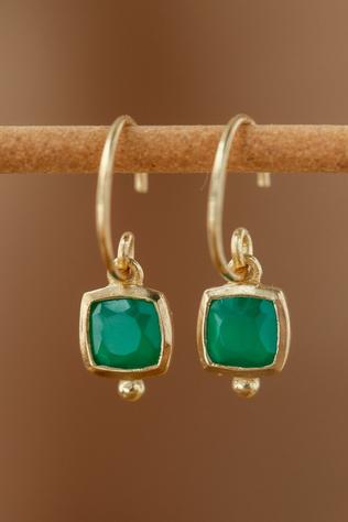 Oorbellen Selja Green Agate 4Mm Cushion