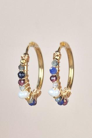 Oorbellen Ø20Mm Lapis Lazuli Mixed Gems Ca