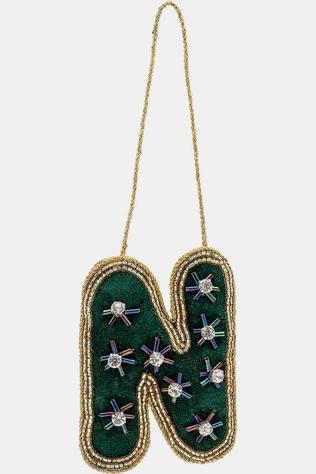 Huis Accessoire Beaded Initial Ornament N