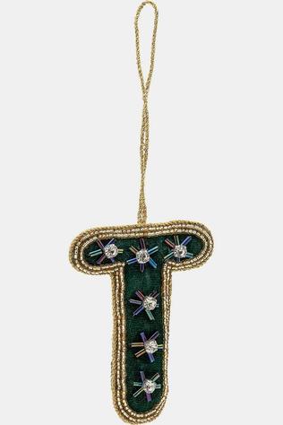 Huis Accessoire Beaded Initial Ornament T