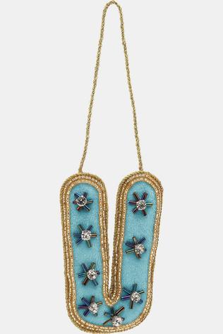 Huis Accessoire Beaded Initial Ornament V