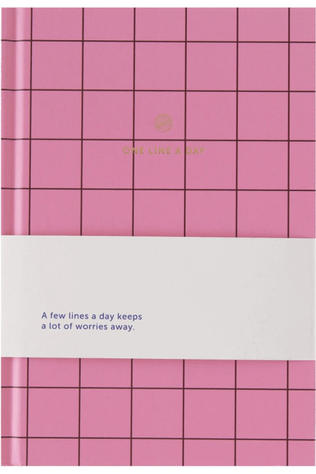 A-JOURNAL Notitieboek One Line A Day Pink Checkered Pink
