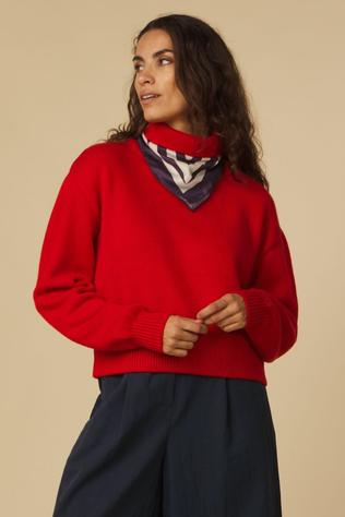 Colorful Standard Sous-Pull Women Merino Wool Turtle Neck Red Tangerine