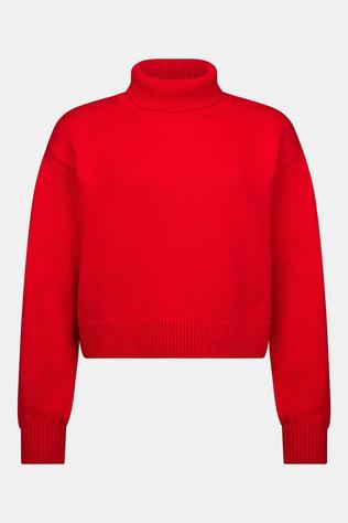 Colorful Standard Sous-Pull Women Merino Wool Turtle Neck Red Tangerine