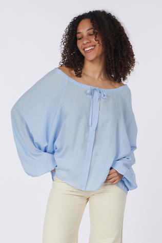 With Black Chemisier Rio Wide Sleeve Sky Blue