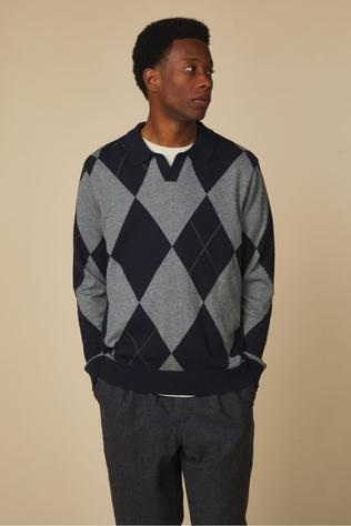 Pull Cfacton Argyle Polo Knit