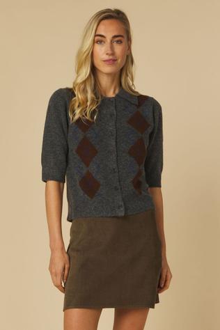 B.Young Cardigan Ofira Dark Grey Mel. Argyle