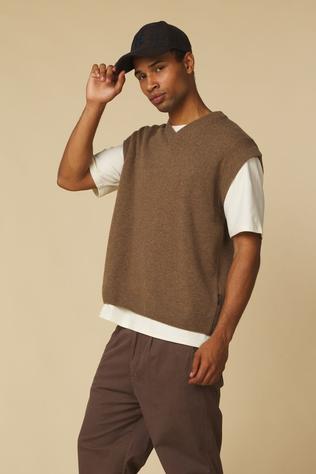 Casual Friday Trui Cftomas Lambswool Knit Vest Lr-64417 Chocolate Chip Mél