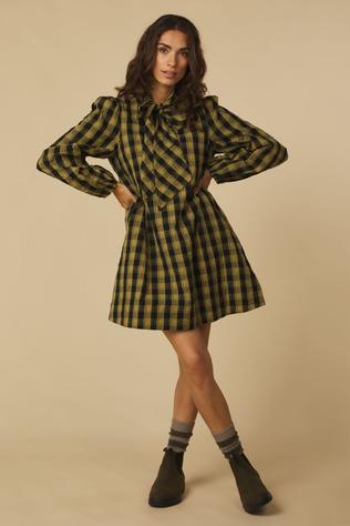 Yas Robe Siera Black Boa Checks