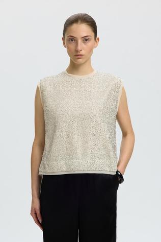 Selected Blouse Slwellie Sl Silver Birch