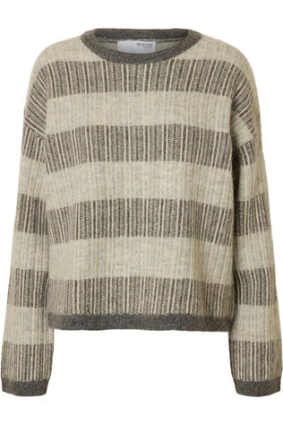Selected Pull Alva Stripe Medium Grey Melange