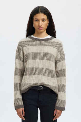 Selected Pull Alva Stripe Medium Grey Melange