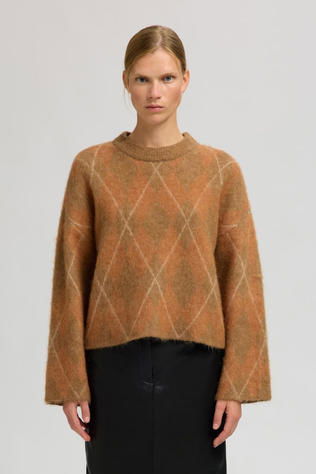 Selected Pull Lulu Brushed Argyle Golden Brown