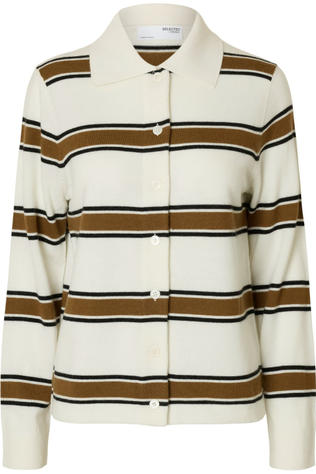 Selected Cardigan Thea Button Egret