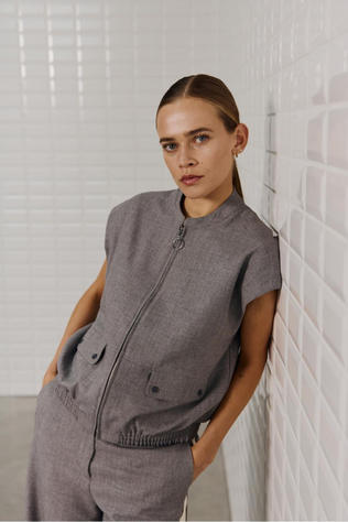 With Black Blazer Marina Tailored Mid Grey Melange