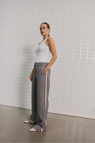 With Black Broek Marina Tailored Mid Grey Melange