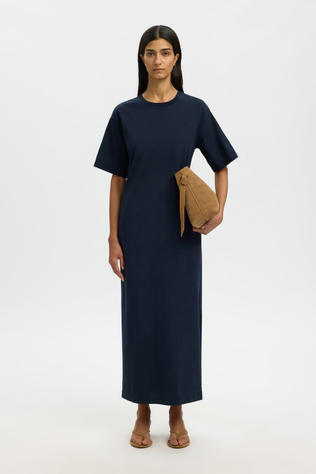 Selected Jurk Essential Pocket Ankle Dark Sapphire