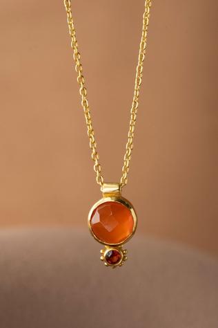 Muja Juma Ketting 45Cm Ljus Red Agate 7Mm Round Orange