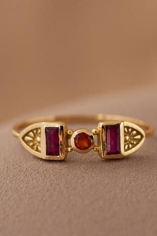 Muja Juma Ring Alva Ruby 2X4Mm Rectangle Red
