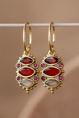 Muja Juma Oorbellen Hedda Red Agate 3X6Mm Marquise Orange