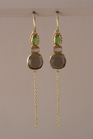 Muja Juma Oorbellen Varda Smokey Quartz 8X8Mm Cushion Brown