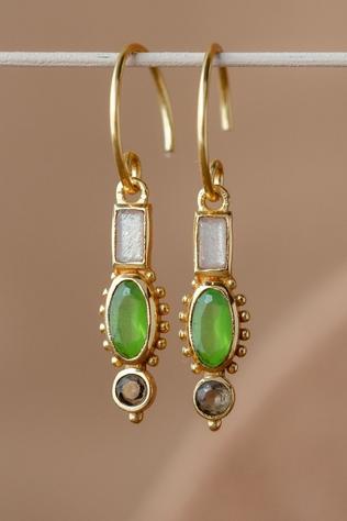 Muja Juma Oorbellen Varda Vessonite 3X6Mm Oval Olive Green