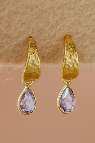 Muja Juma Oorbellen Nanna Amethyst 4X6Mm Drop Purple