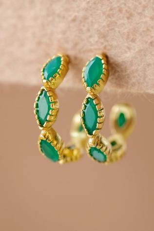Muja Juma Oorbellen Unni Green Agate 3X6Mm Marquise Leaf Green