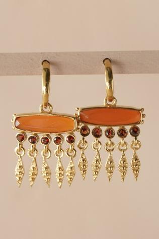 Muja Juma Oorbellen Svala Red Agate 3X12Mm Cushion Orange