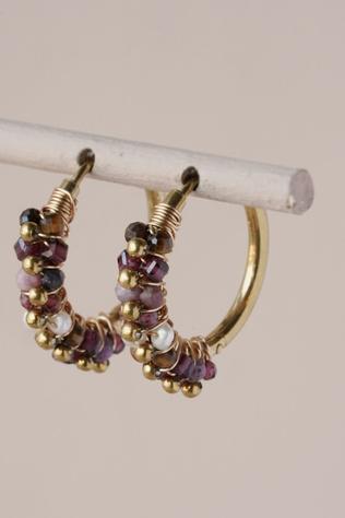 Boucles D'Oreilles Ø20Mm Garnet Mixed Gemstones St