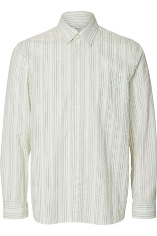 Selected Chemise Regfreddie Mix Seersucker Egret