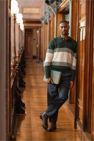 Selected Trui Slmdane Stripe Polo Pine Grove