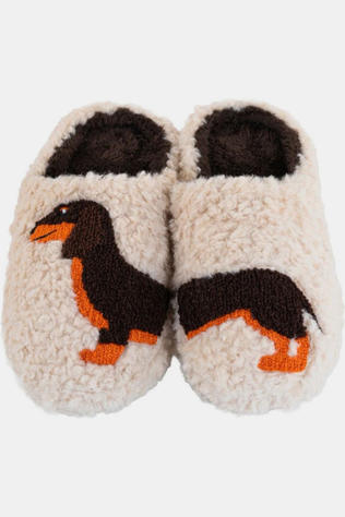 WD Lifestyle Pantoufles Dachshund-Patterned Slippers. Size S/M. Geen
