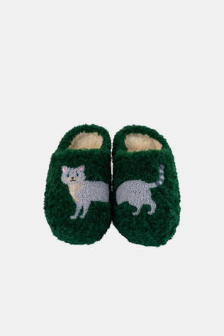 WD Lifestyle Pantoufles Cat-Patterned Slippers. Size S/M. Geen