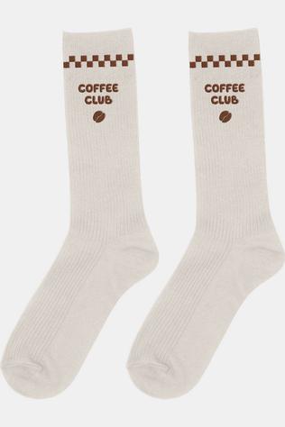ATELIER PISTACHE Chaussettes Socks Coffee Club - Men Size 40-45 white/brown