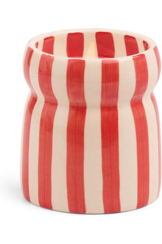 PADDYWAX Kaars Red Stripped Ceramic Candle Hibiscus Bay