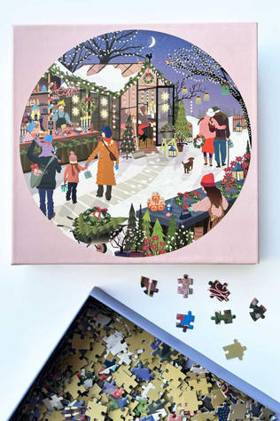VISSEVASSE Jouets Christmas Market - Round Puzzle With 1.000 Pieces Geen