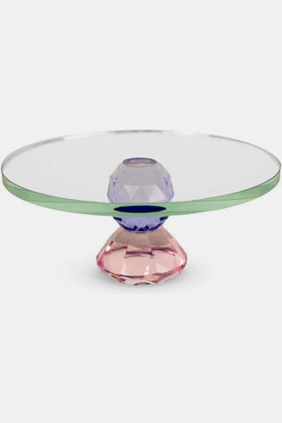 WD Lifestyle Ustensiles De Cuisine Raised Glass Tray With Diamond Effect. Pink And Pu Pink / Purple