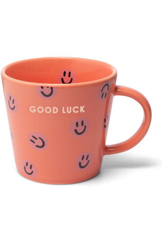 VONDELS Beker Ceramic Cappuccino Cup Smileys Good Luck Coral 250 Coral