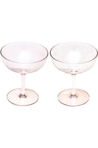 VONDELS Beker Champagne Coupe Glass 2 Pack Ripple Amber