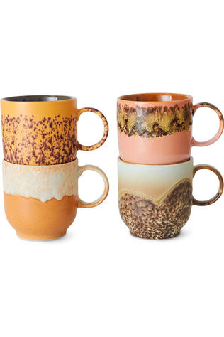 HKLiving Ustensiles De Boissons 70S Ceramics: Café Mugs Cape (Set Of 4) Cape