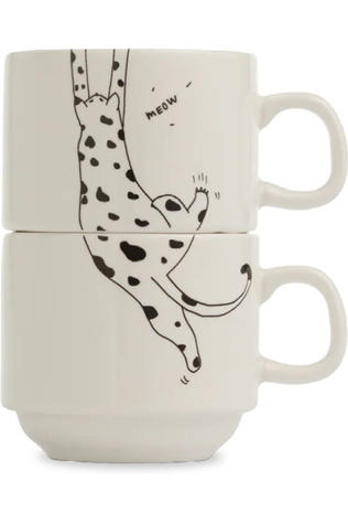 HELEN B Beker Stapelbare Mokken Meow (Set*2) Geen