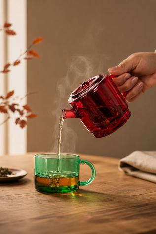 Ustensiles De Boissons Tea For One. 400 Ml. Red & Green