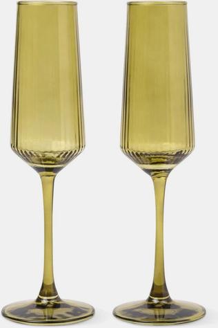 Vaisselle The Luna Champagne Flutes - Set Of 2 - Olive