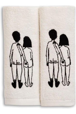 HELEN B Handdoek Gastendoek Naked Couple Back (Set*2) Geen