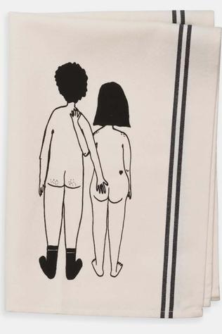 HELEN B Handdoek Keukenhanddoek Naked Couple Back No Color