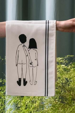 HELEN B Handdoek Keukenhanddoek Naked Couple Back No Color