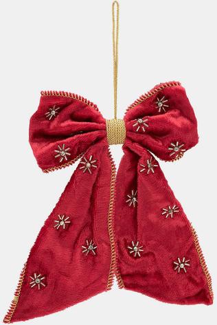 Anna+Nina Kerst Accessoire Beaded Crimson Luxe Bow Ornament Red